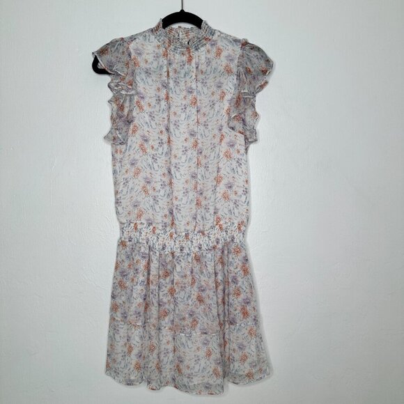 1. State Size S White, Purple & Orange Print Polyester Short Sleeve Dress - Picture 2 of 8